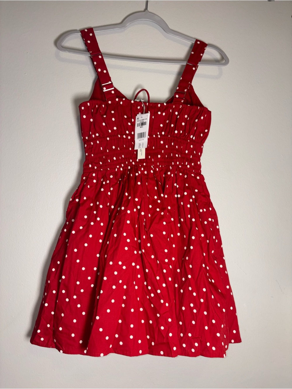 Abercrombie & Fitch Burgundy Polka Dot Mini Dress - Picture 6 of 7